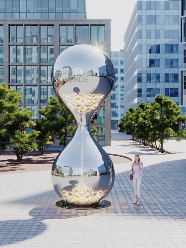 Современная городская скульптура из нержавеющей стали "Time Is Now" | скульптура из стали и арт-объекты| купить в Lago Verde