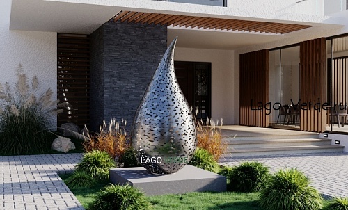 Парковая скульптура-капля "Vita" из нержавеющей стали | скульптура из стали и арт-объекты| купить в Lago Verde