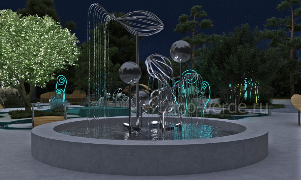 фонтан с шарами и рыбками Корал+производство Лаго Верде.jpg