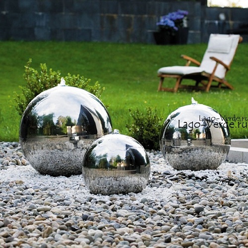 Фонтан-шар стальной разного размера, нержавеющий шар, зеркальный шар